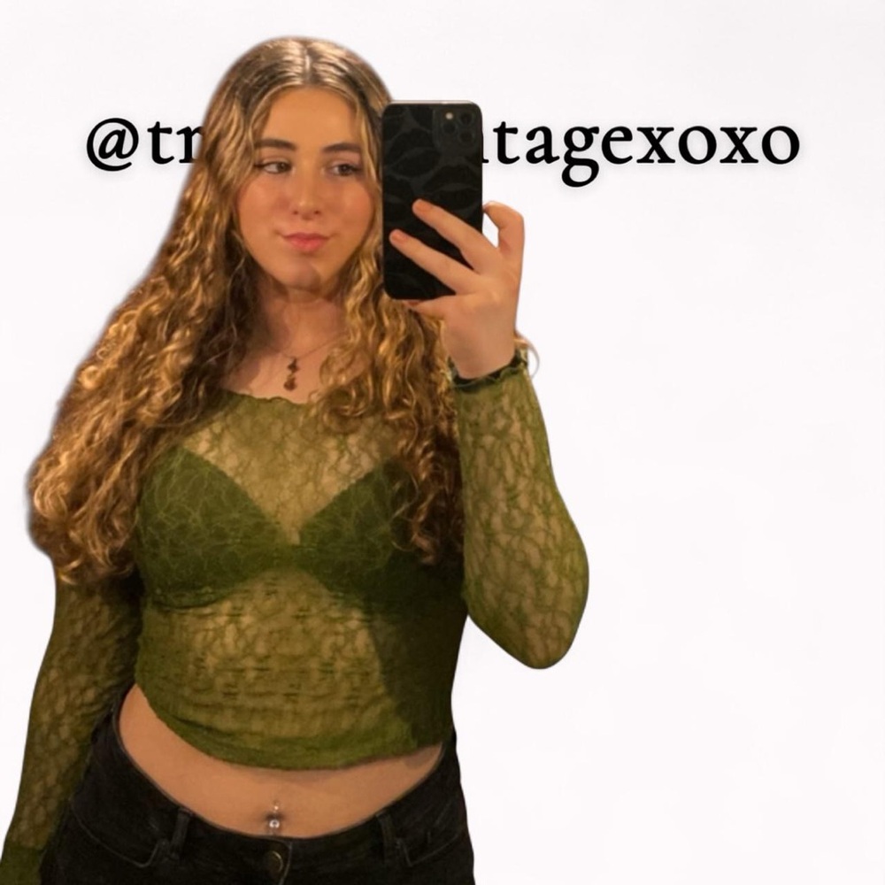 Green Lace Women Top Urban Outfitters